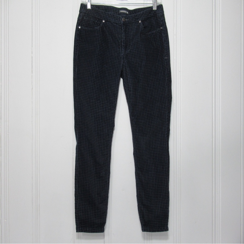 Toad&Co Blue Houndstooth Cruiser Cord Skinny Pants Size 6